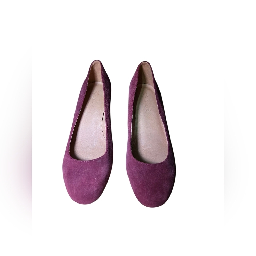 Madewell Burgundy Rounded toe heels pumps Women size 8 suede leather - Picture 2 of 8